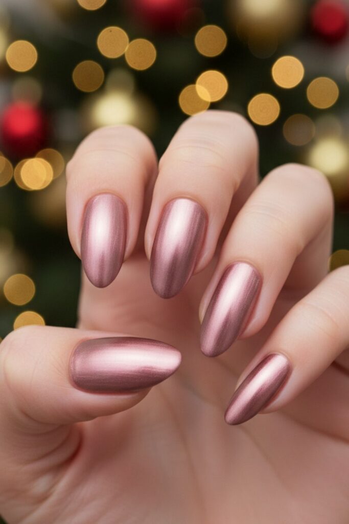 Muted Rose Metallic Sheen Nails