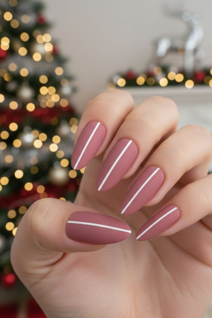 Dusty Pink Minimalist Line Nails