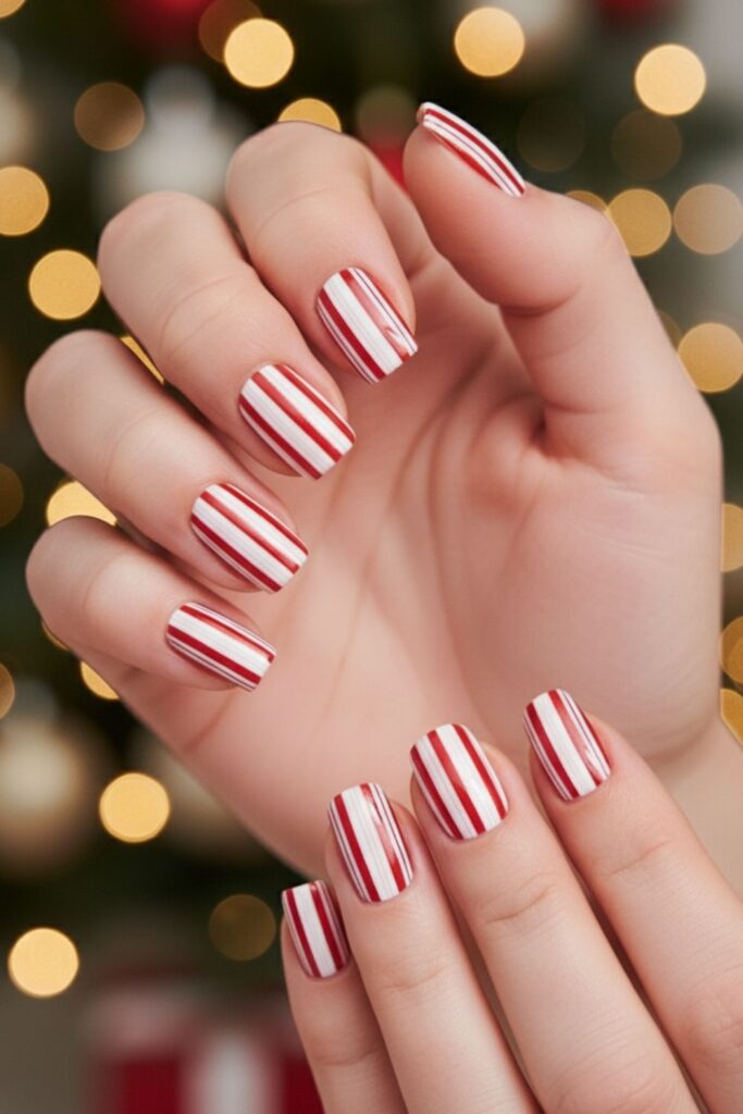 Candy Cane Stripes Nails