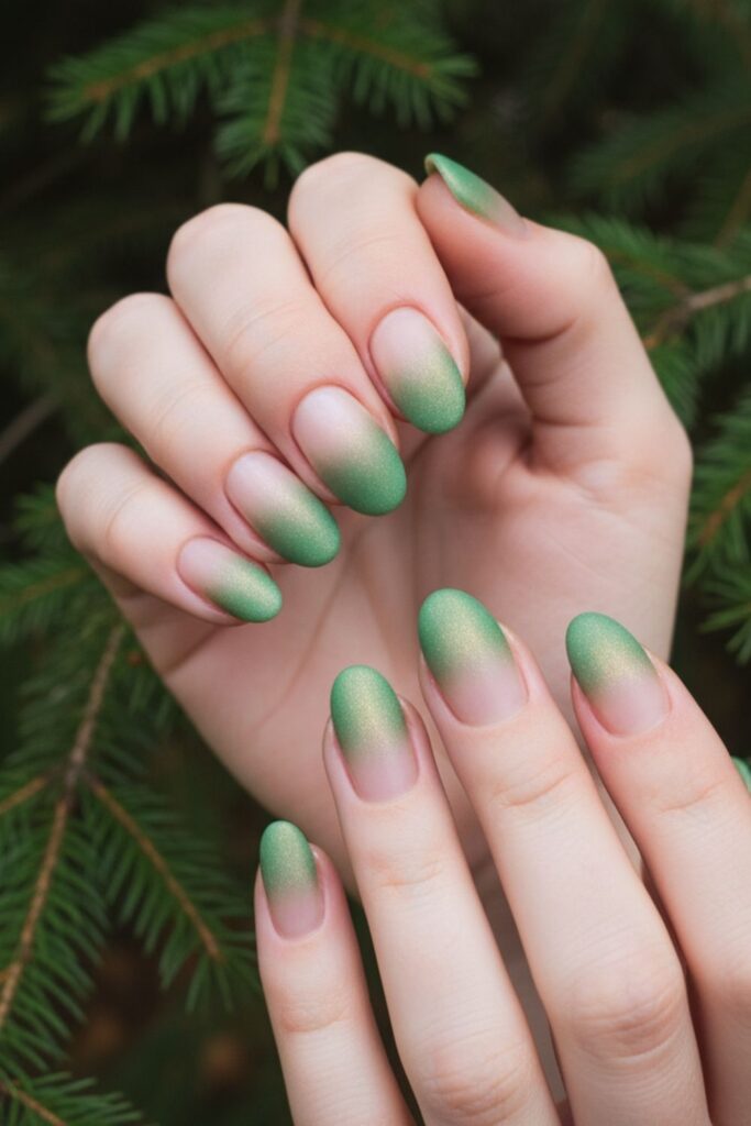 Frosted Evergreen Tips Nails