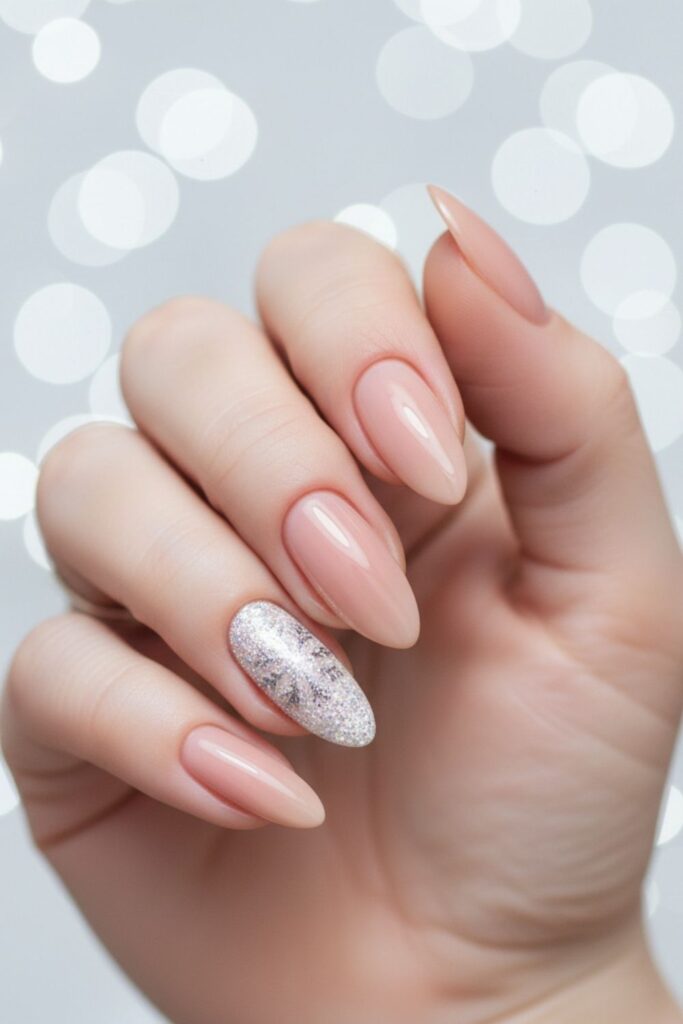 Snow-Flake Glitter Accent Nails