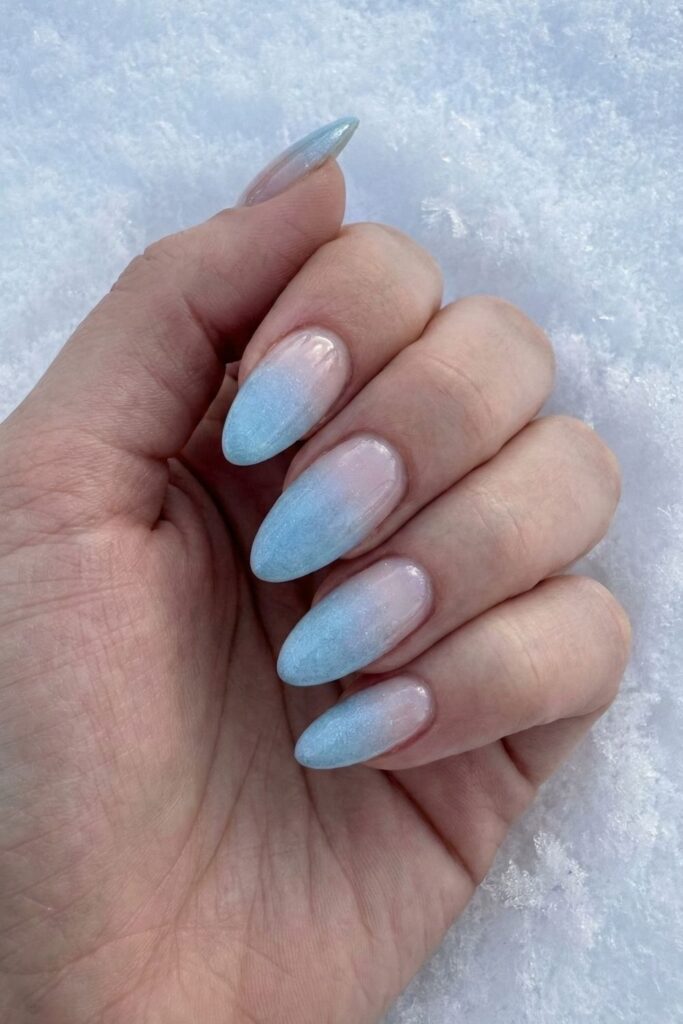 Icy Blue Ombré Nails