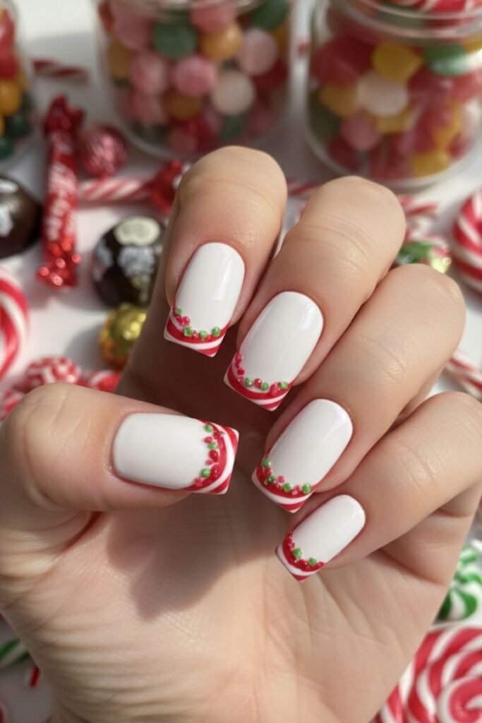 Candy Cane French Tip Nails