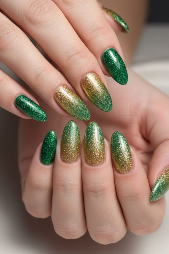 Festive Glitter Gradient Nails
