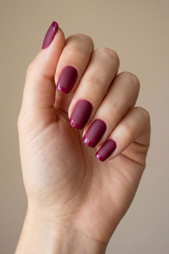 Matte Berry with Shine Tip Nails