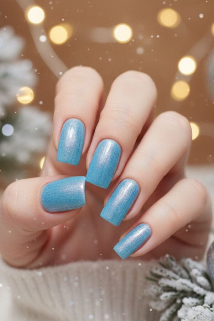 Icy Blue Frost Nails