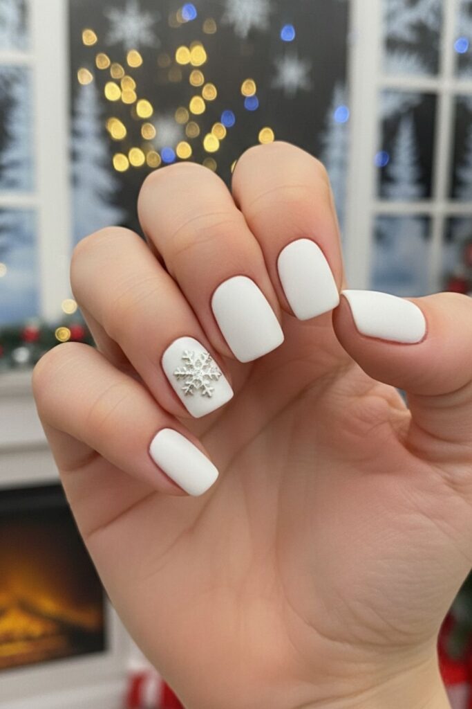 Snowflake White Matte Nails