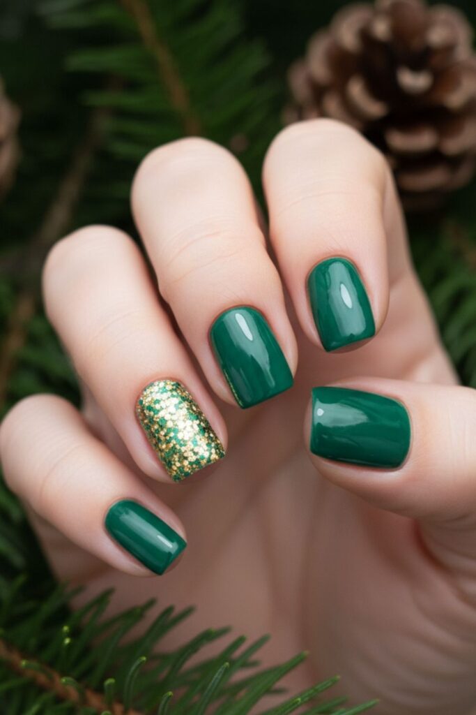 Evergreen Sparkle Nails