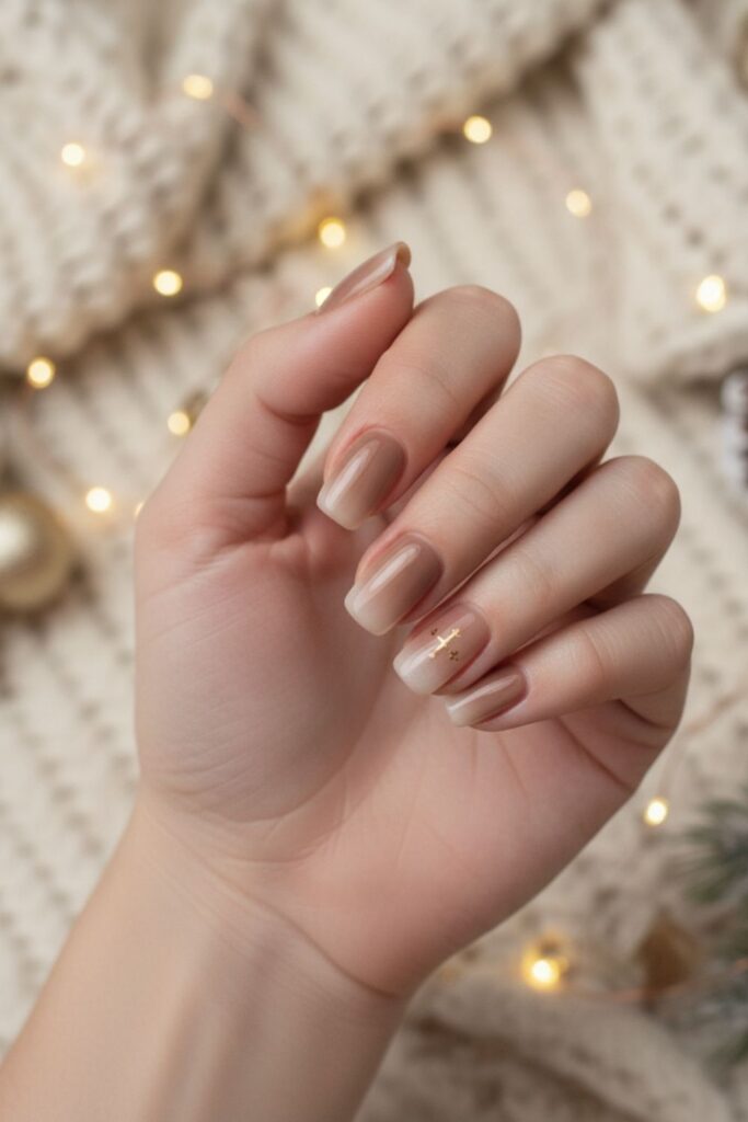 Very Pale Blush with Gold Micro-Dots Nails