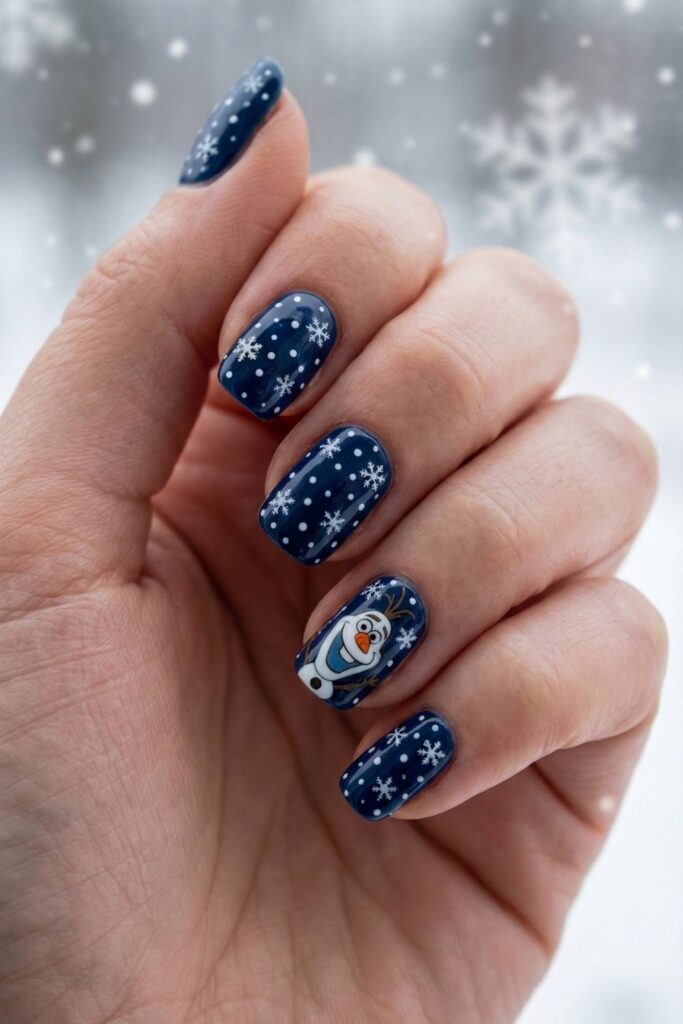 Olaf’s Snowy Night Nails