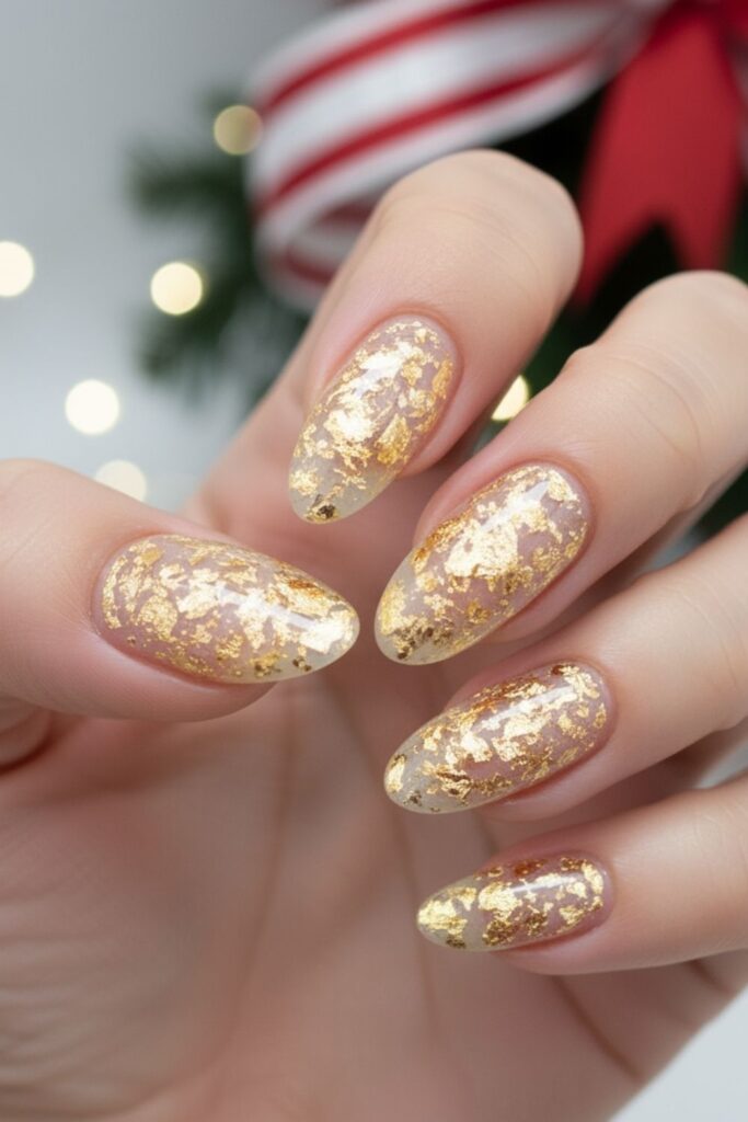 Gold Foil Almond Nails