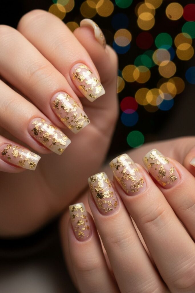 Gold Foil Square Nails