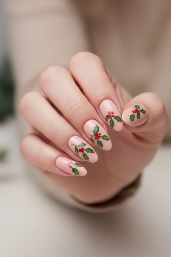 Holly Berry Accent Nails