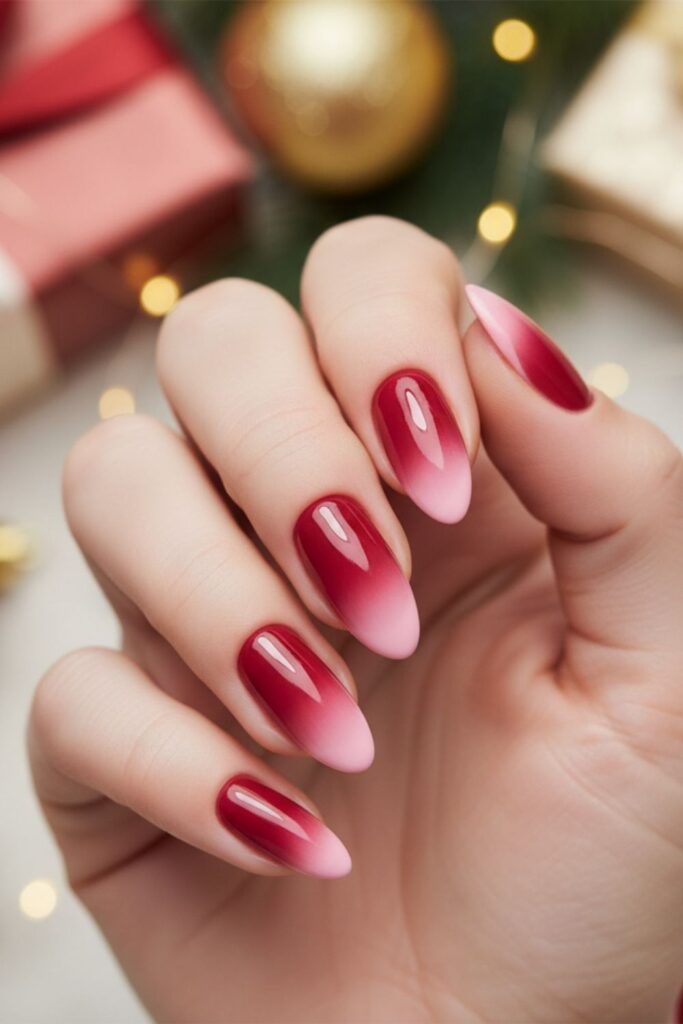 Deep Berry-Red Nails