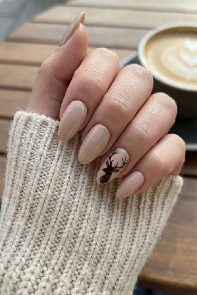 Woodland Deer Silhouette Nails