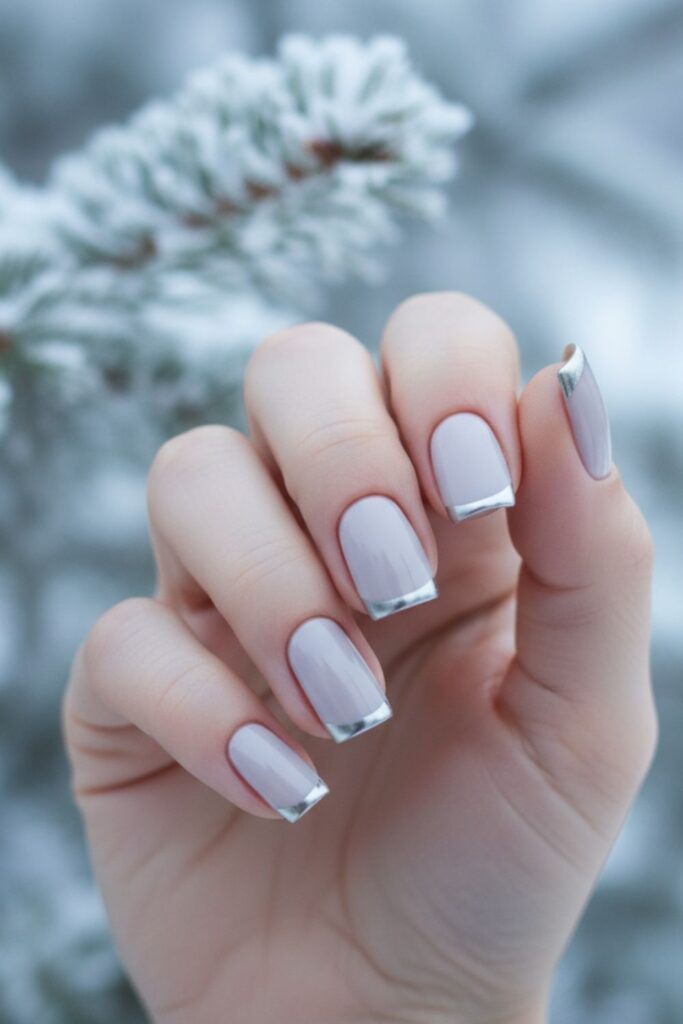 Frosted Silver Tip Nails