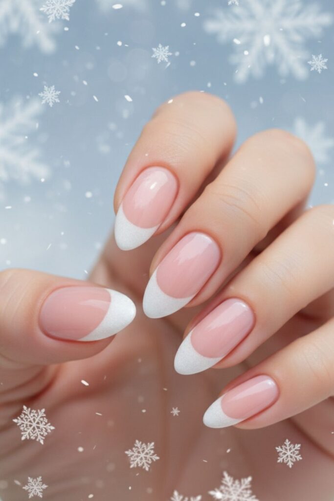 Blush Frost French Nails