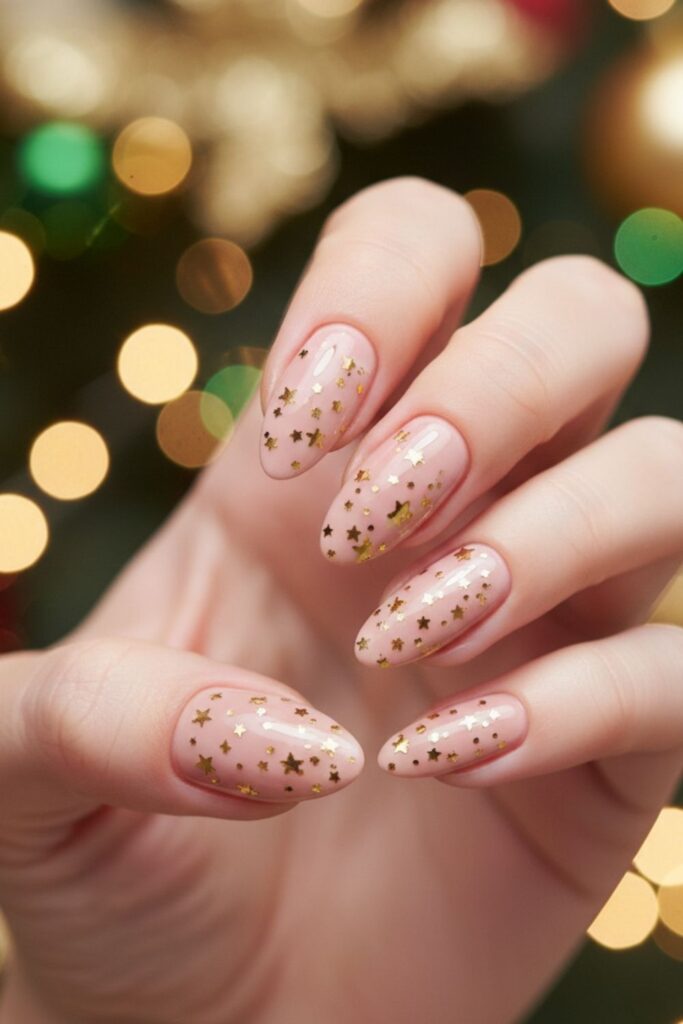Gold Star Confetti Nails
