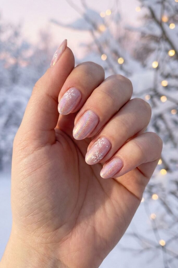 Aurora’s Pink Winter Dream Nails