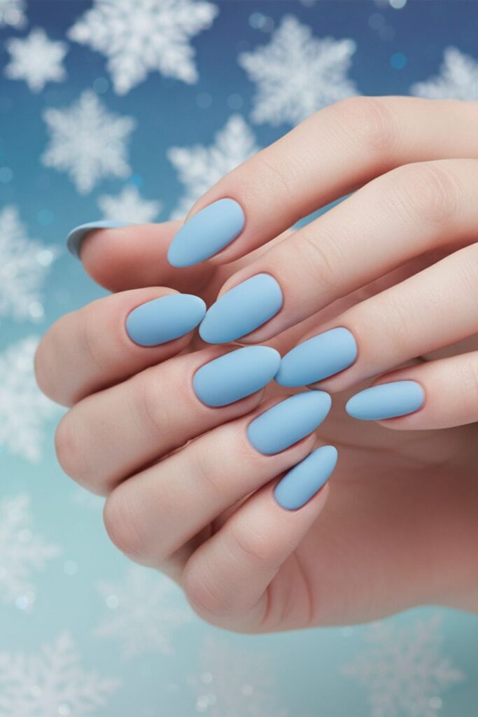 Icy Blue Almond Nails