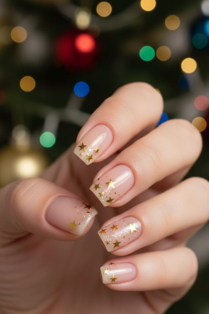 Gold Star Accent Nails