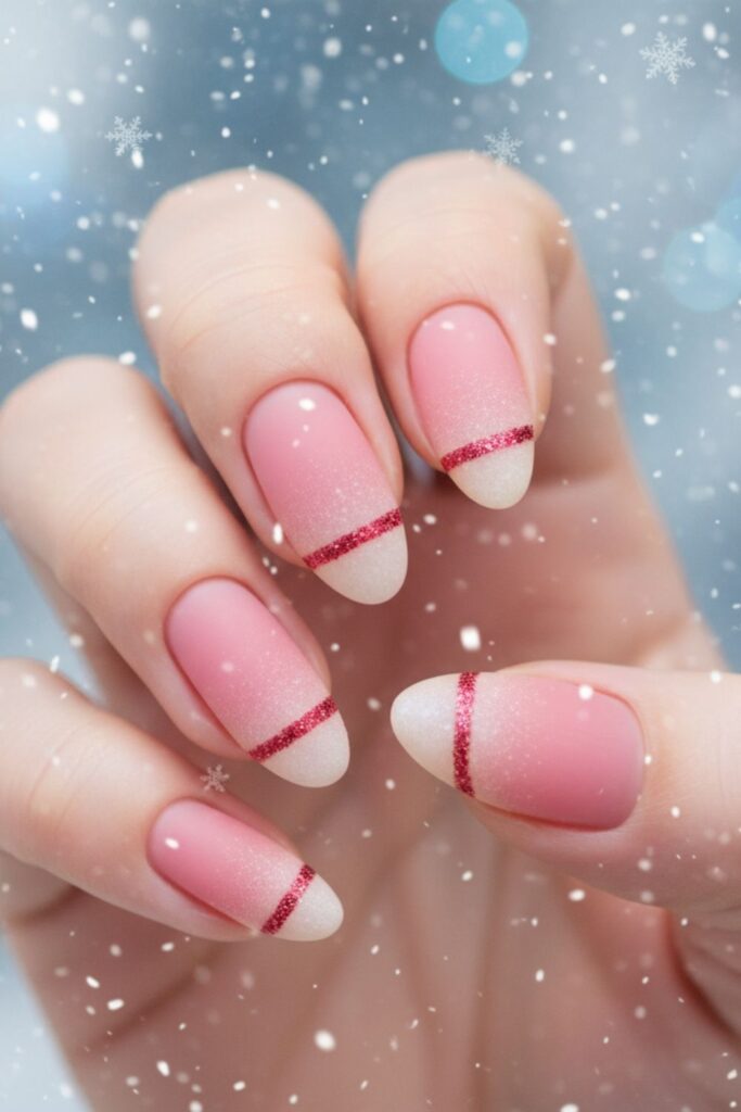 Frosted Pink Ombre Nails