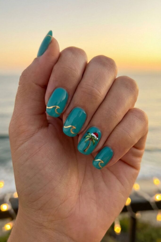 Moana’s Tropical Christmas Nails