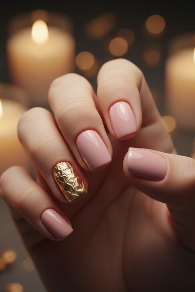Gold Foil Accent Nails
