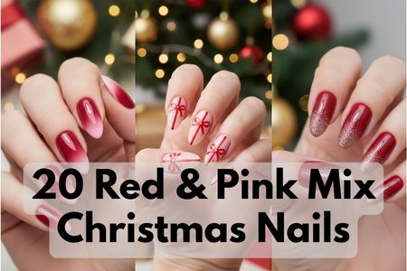 Red and Pink Christmas Nails