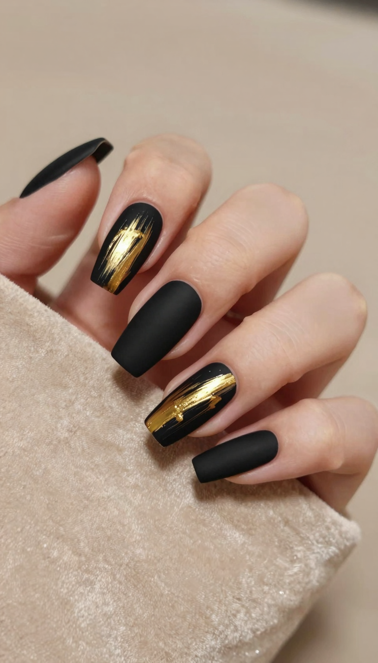 Black Velvet with Brushstroke Gold