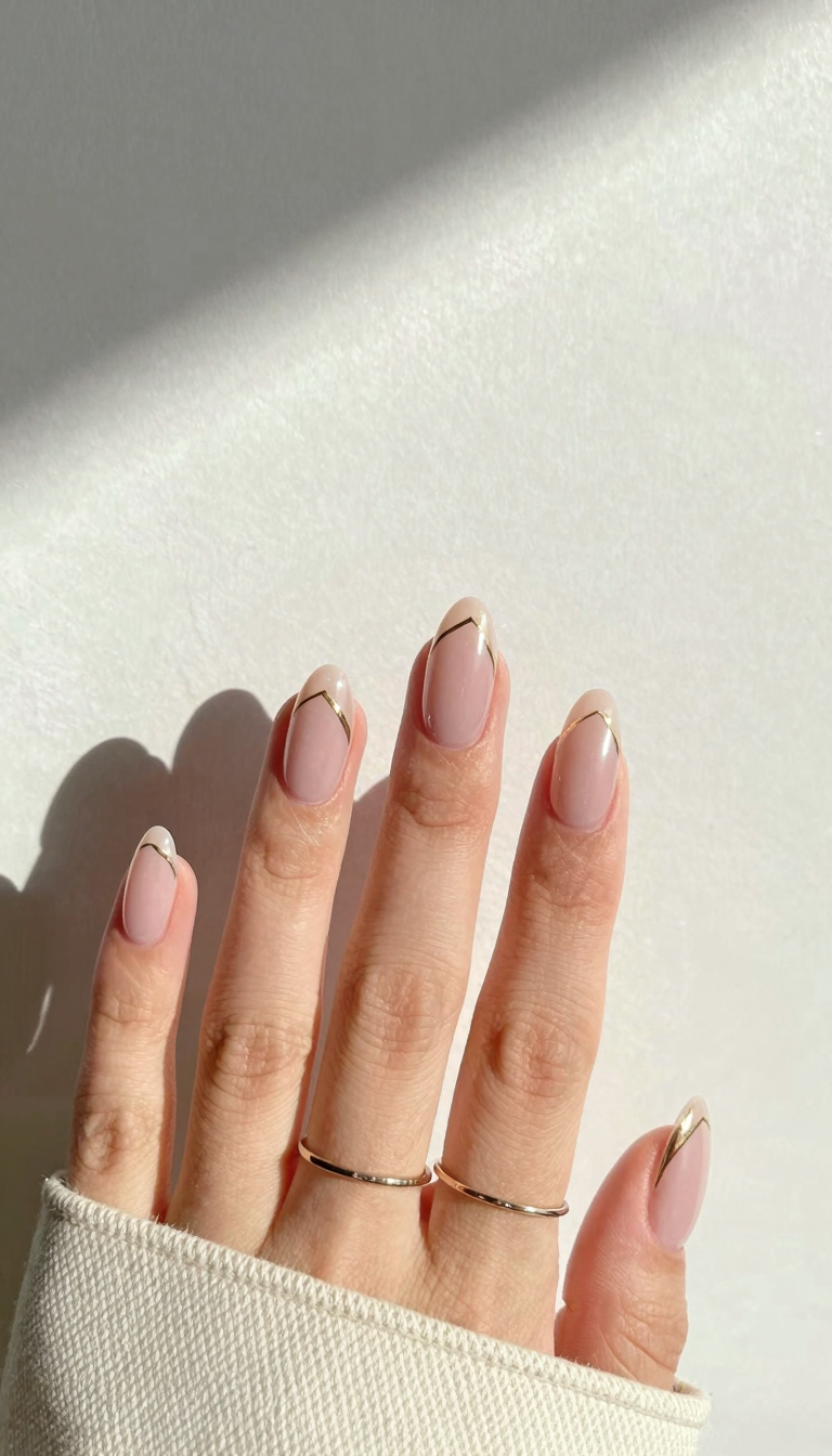 Blush Pink Satin Chrome with Gold Geometric