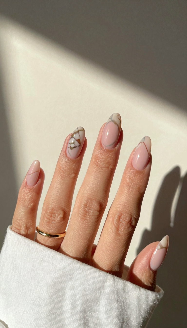 Blush Pink Satin with Negative Space Marble