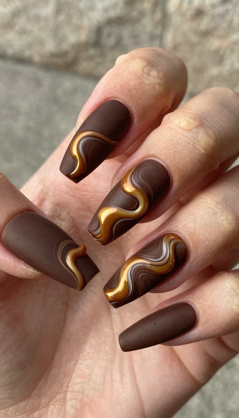 Chocolate Brown Velvet with Caramel Swirl