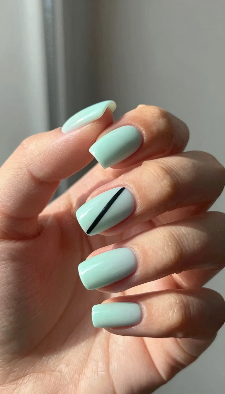 Icy Mint Frosted with Minimalist Black Slash