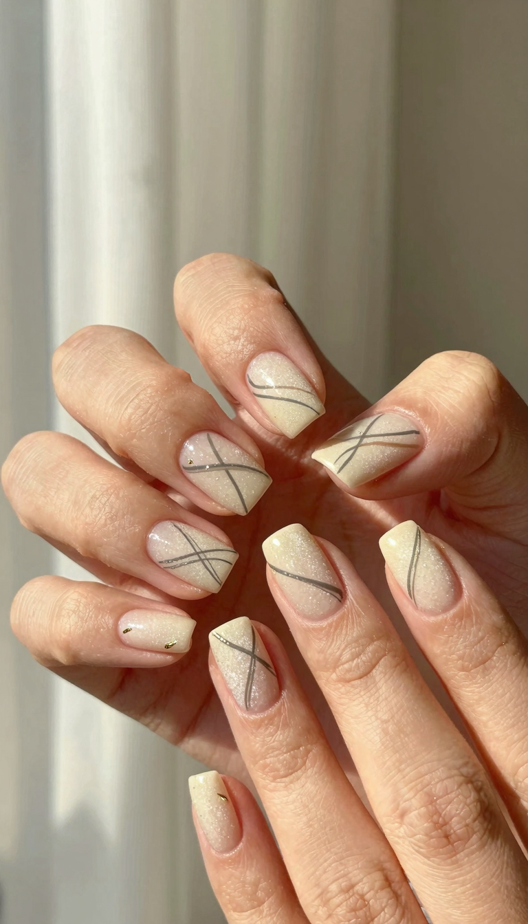 Ivory Minimalist Brushstroke Zen Lines