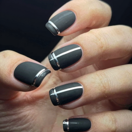 Jet Black with Minimalist Silver Stripe