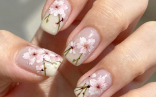 Milky White with Delicate Cherry Blossom
