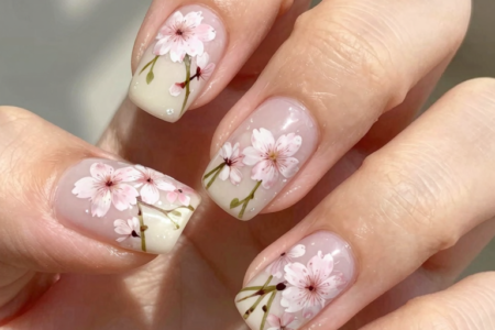 Milky White with Delicate Cherry Blossom