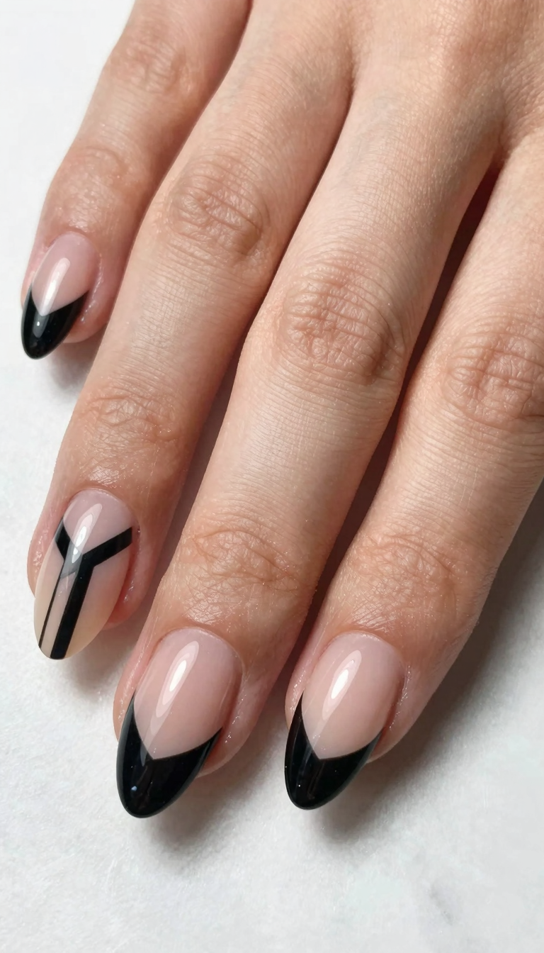 Minimalist Black with Nude Geometric Negative Space