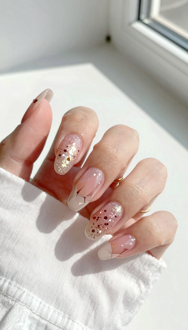 Pink Champagne Glazed with Crystal Facets