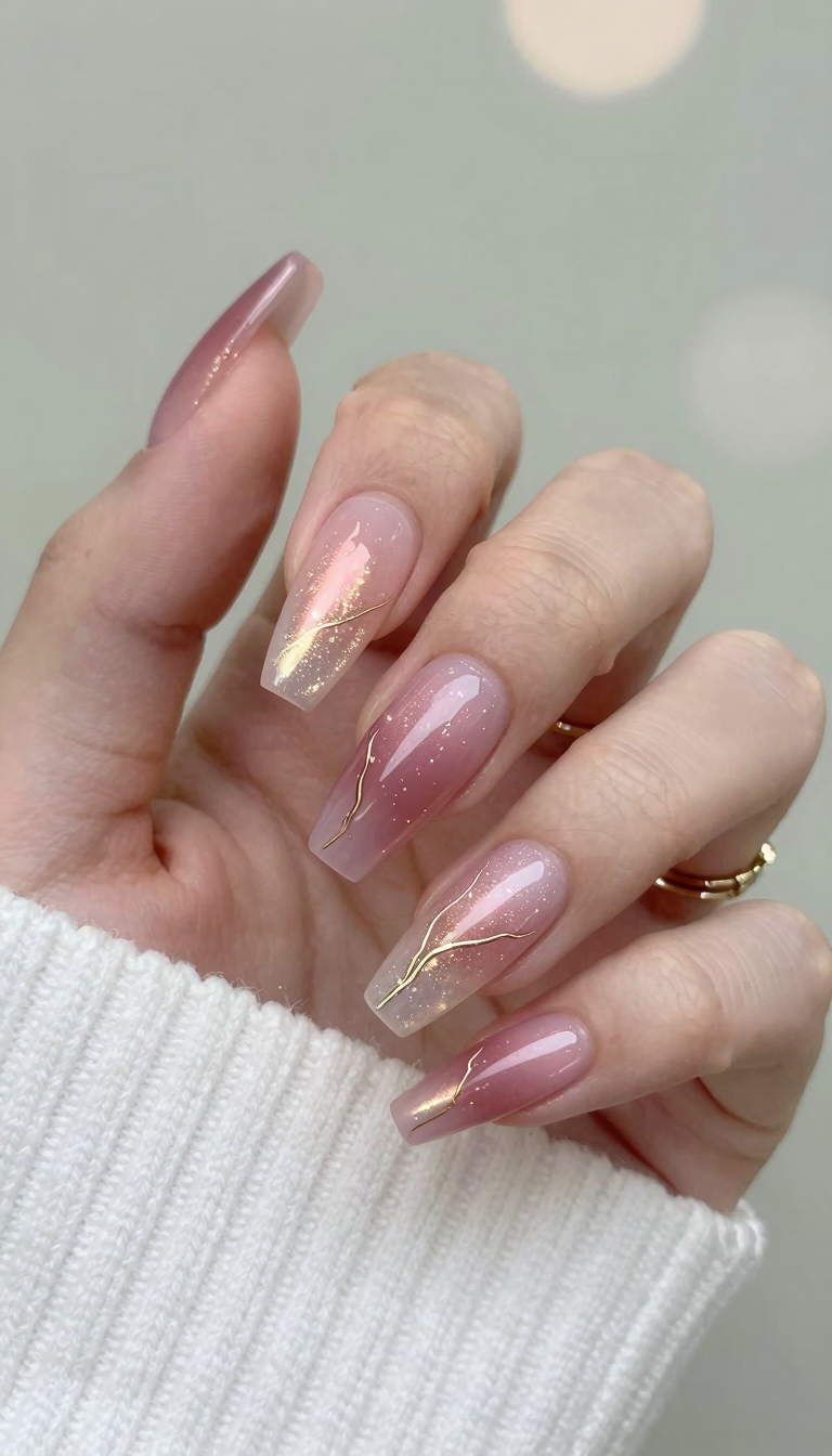 Rose Quartz Ombré with Gold Dust