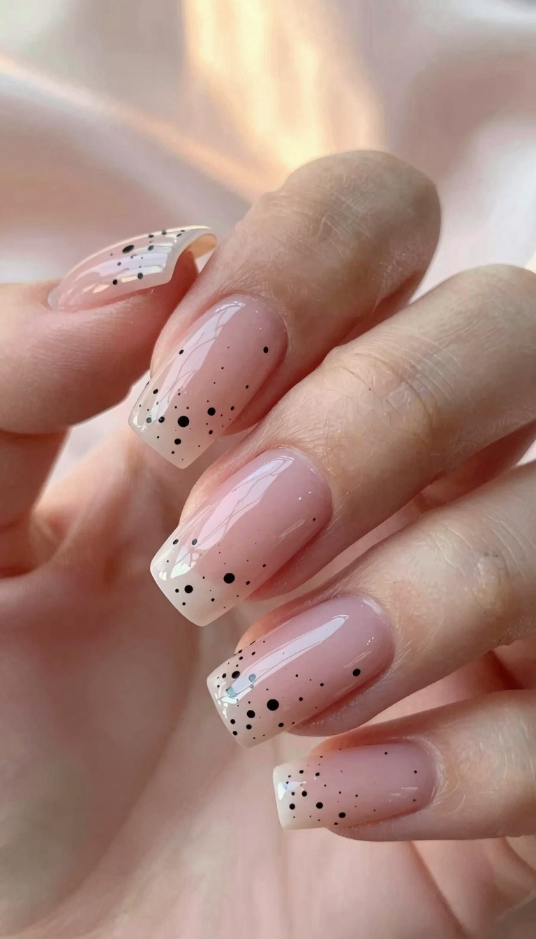 Sheer Blush Jelly with Black Micro Dot Pattern