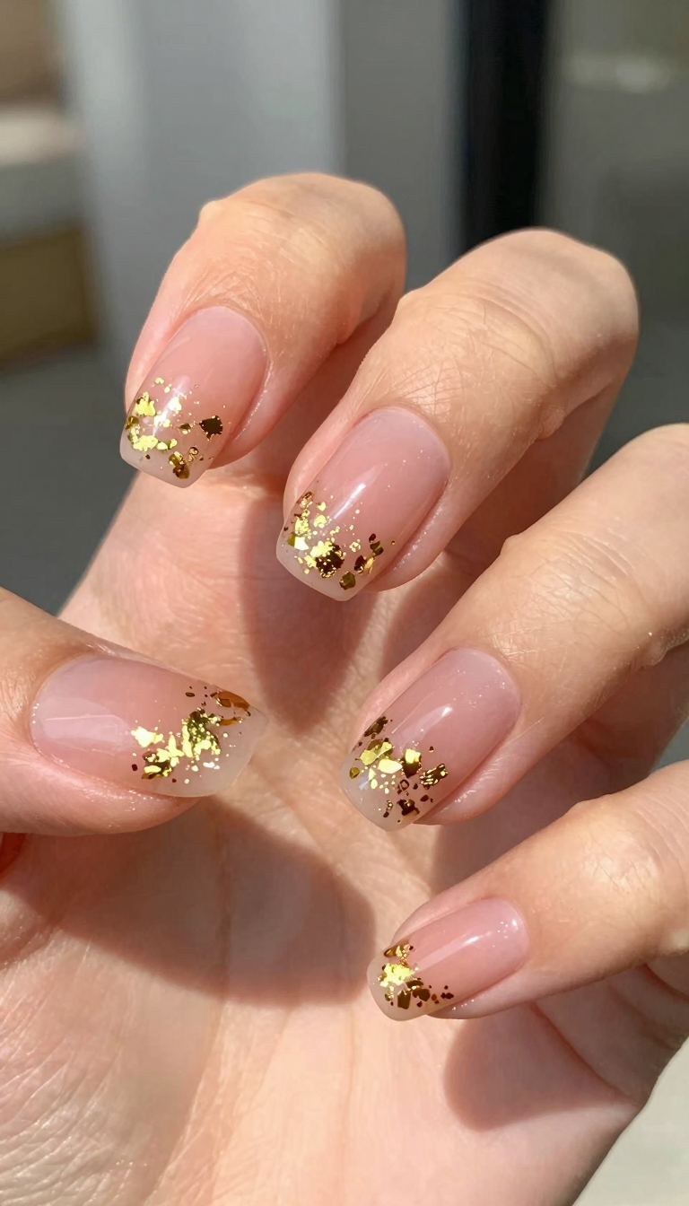 Soft Blush Jelly with Gold Foil Confetti
