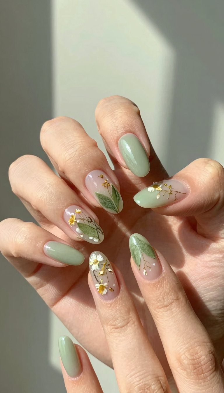 Soft Sage Minimalist with Pressed Botanicals