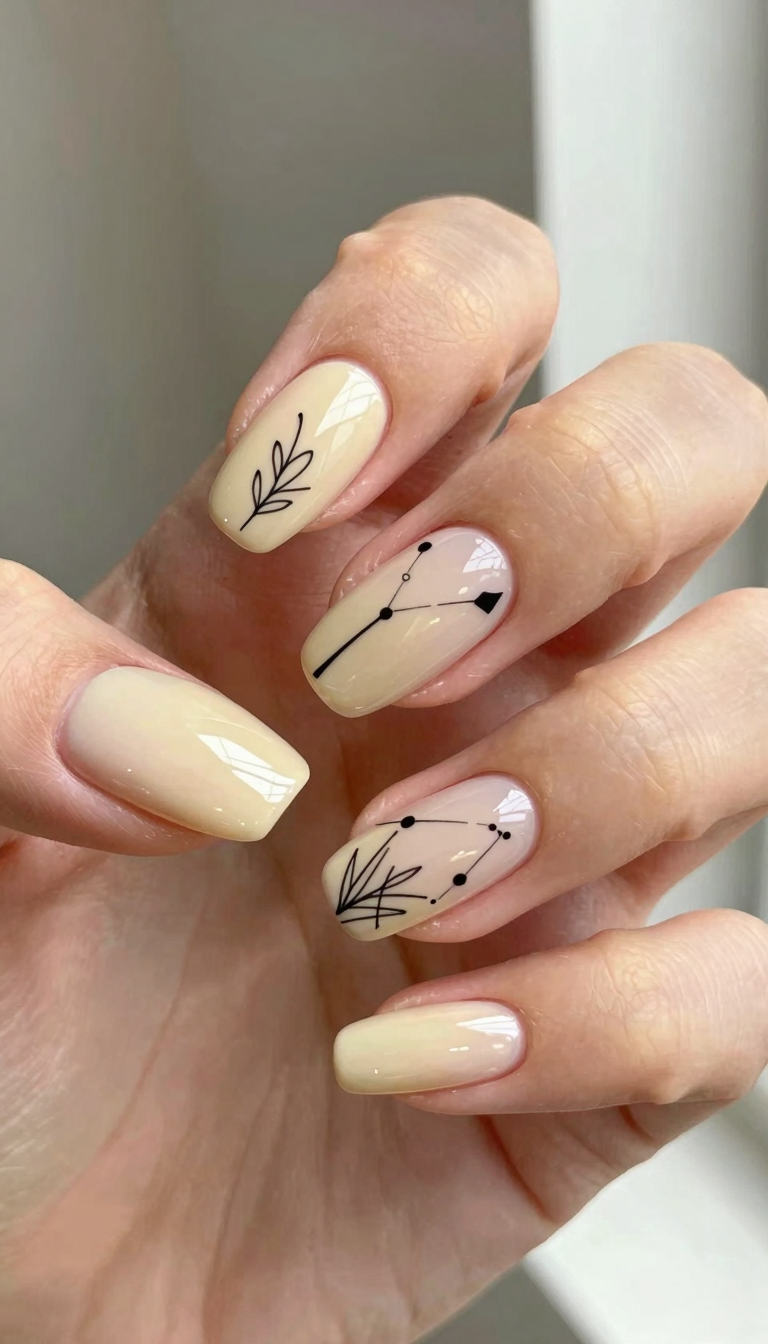 Vanilla Cream with Minimalist Ink Line Art